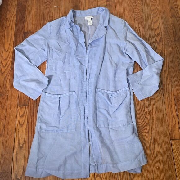 Soft Surroundings Longline Open Front Linen Blend Cardigan Blue size M - Picture 1 of 8